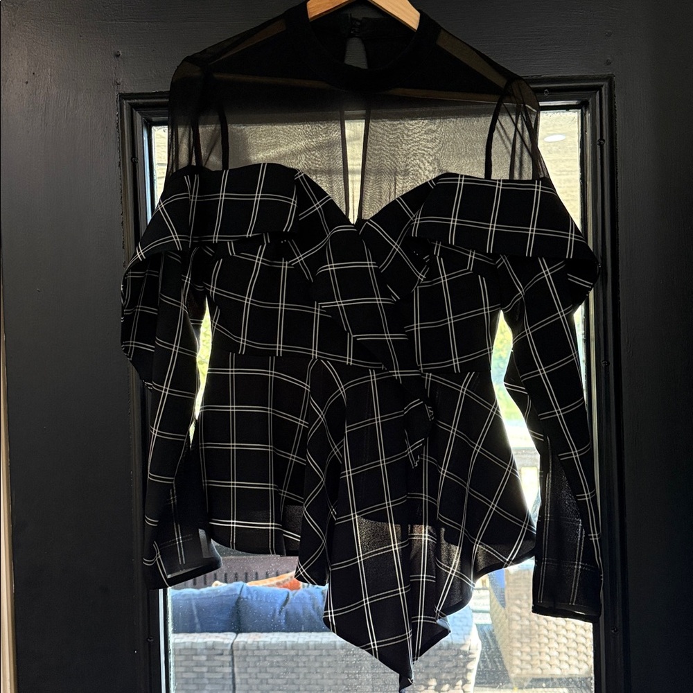 Self-Portrait Black and White Checkered Blouse